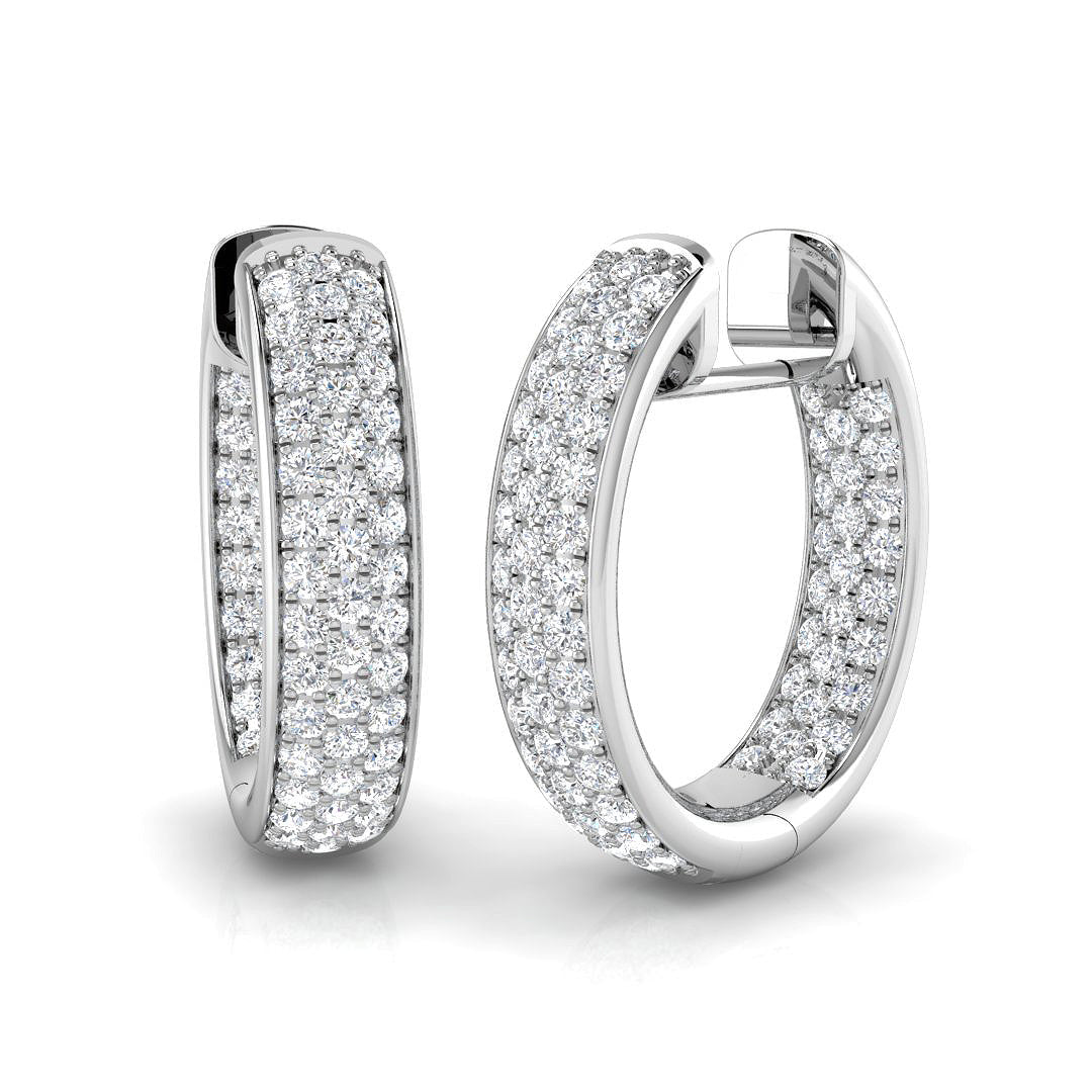 1.25 Ct Round Diamond Hoop Earrings in 10K/14K gold and platinum with certified lab-grown or natural diamonds