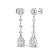 Gorgeous Smily 1.5ct Gold Drop & Trilogy Diamond Earrings in 10K/14K gold and platinum with certified lab-grown or natural diamonds