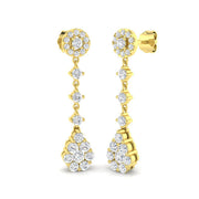 Gorgeous Smily 1.5ct Gold Drop & Trilogy Diamond Earrings in 10K/14K gold and platinum with certified lab-grown or natural diamonds