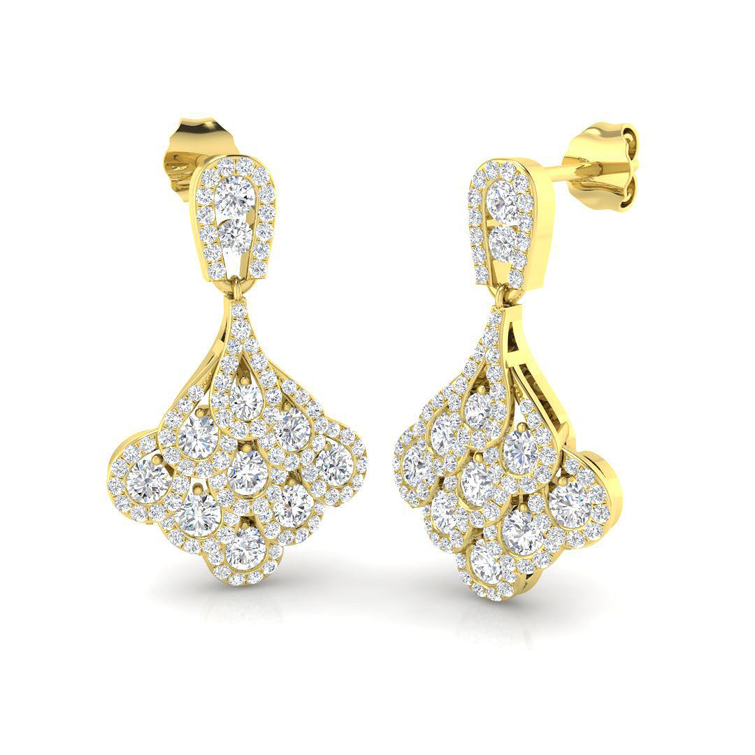 Deany Gold Drop & Trilogy Diamond Earrings - Exquisite 1.75-2.5ct in 10K/14K gold and platinum with certified lab-grown or natural diamonds