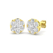 Lab & Natural Diamond Cluster Stud Earrings in 10K/14K gold and platinum with certified lab-grown or natural diamonds