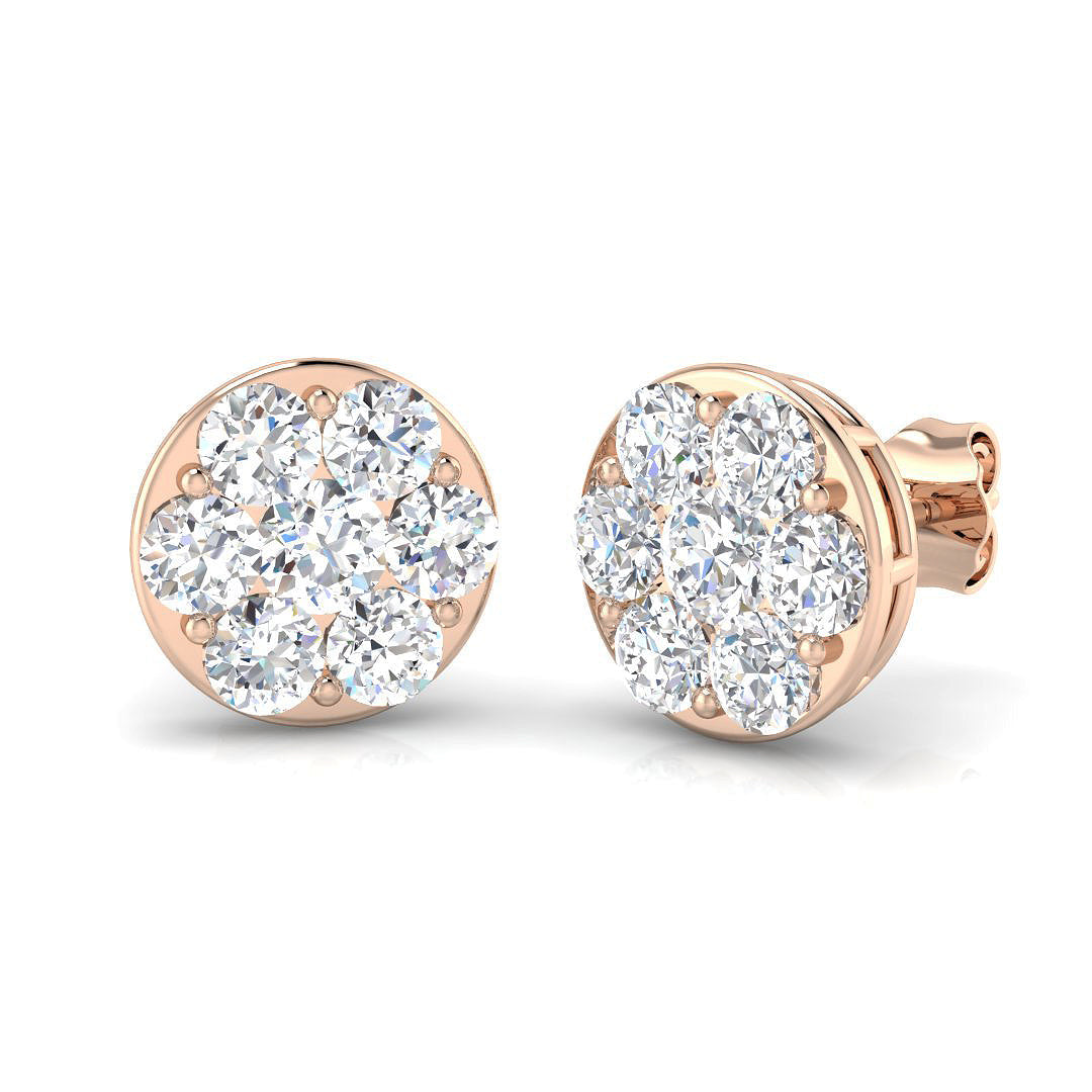 Lab-Grown Round Cluster Stud Earrings in 10K/14K gold and platinum with certified lab-grown or natural diamonds