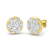 Lab-Grown Round Cluster Stud Earrings in 10K/14K gold and platinum with certified lab-grown or natural diamonds