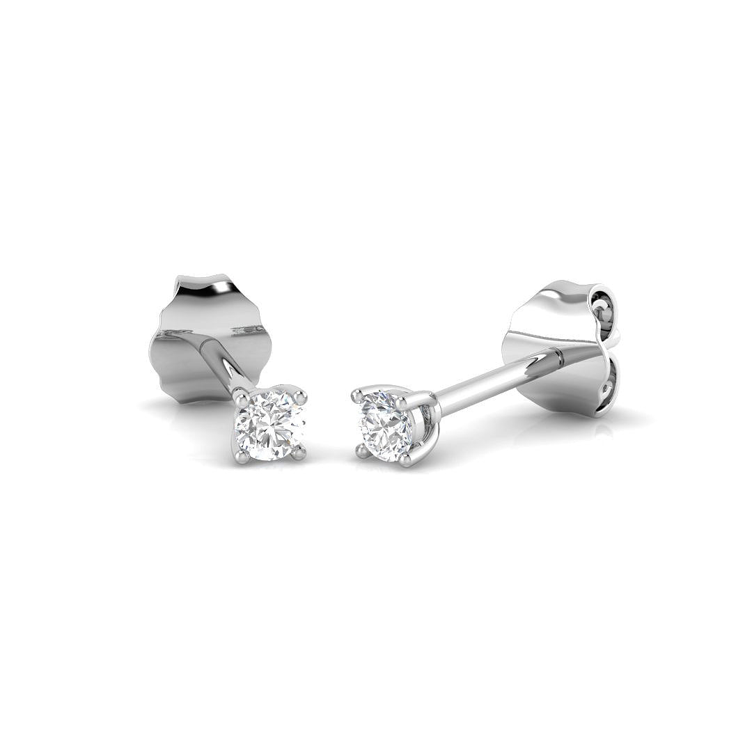 Solitaire Diamond Earrings with Lab Grown Round Cut - 0.10ct in 10K/14K gold and platinum with certified lab-grown or natural diamonds