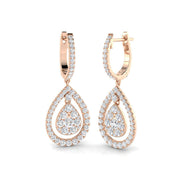 Snobby 1.5ct Gold Drop & Trilogy Diamond Earrings - Luxury Elegance in 10K/14K gold and platinum with certified lab-grown or natural diamonds