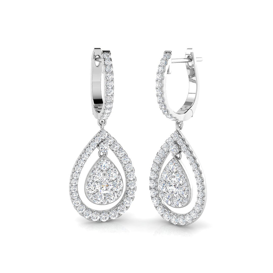 Snobby 1.5ct Gold Drop & Trilogy Diamond Earrings - Luxury Elegance in 10K/14K gold and platinum with certified lab-grown or natural diamonds