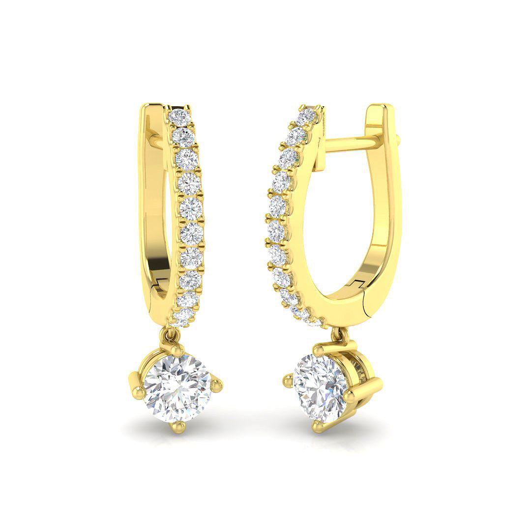 Dairn Gold Drop & Trilogy Diamond Earrings - 0.5ct to 9.5ct Luxury in 10K/14K gold and platinum with certified lab-grown or natural diamonds