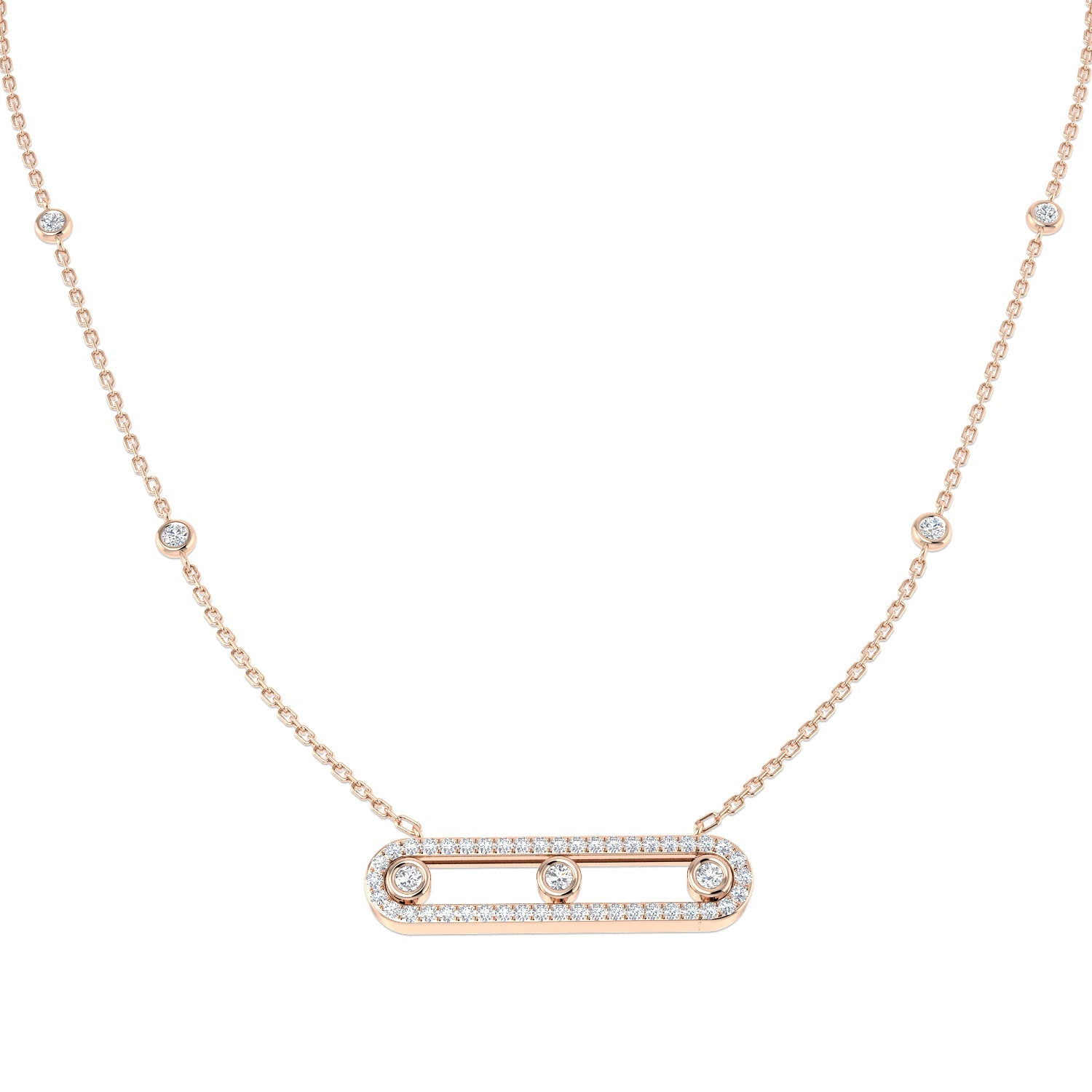 Diamond Bar Necklace in 10K/14K gold and platinum with certified lab-grown or natural diamonds