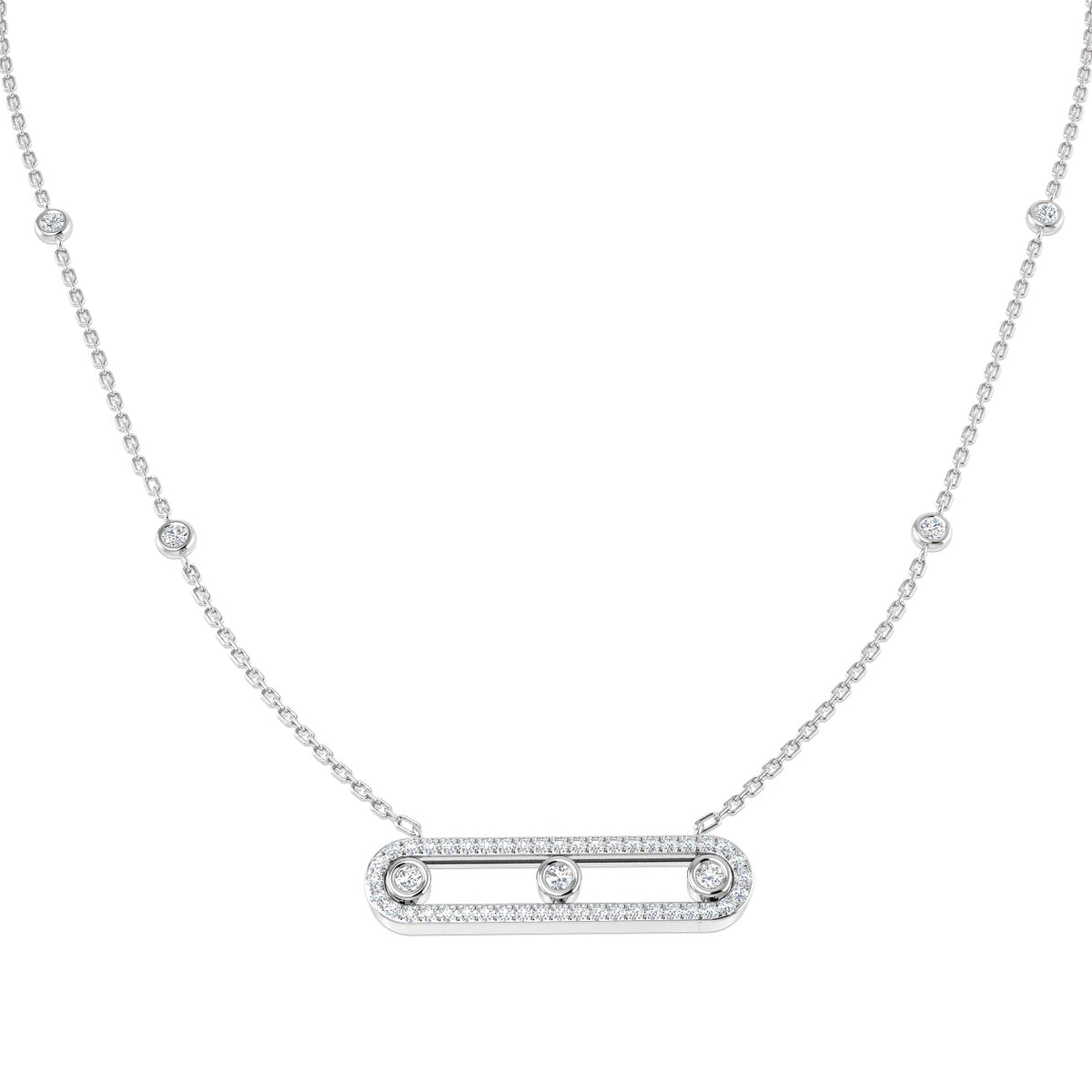 Diamond Bar Necklace in 10K/14K gold and platinum with certified lab-grown or natural diamonds