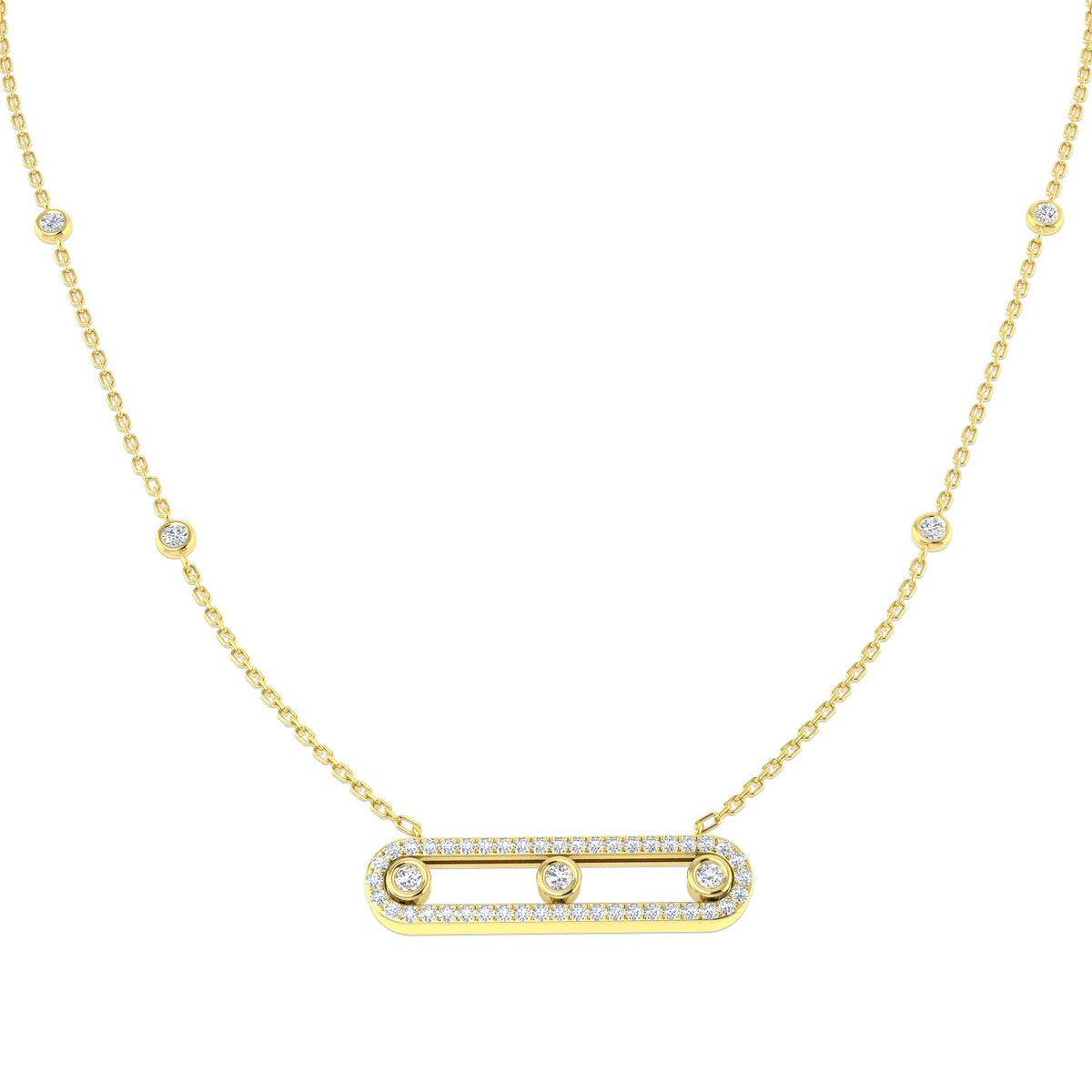 Diamond Bar Necklace in 10K/14K gold and platinum with certified lab-grown or natural diamonds