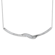 Diamond Infinity Twist Bar Necklace in Gold & Platinum - Milgrain Vintage in 10K/14K gold and platinum with certified lab-grown or natural diamonds