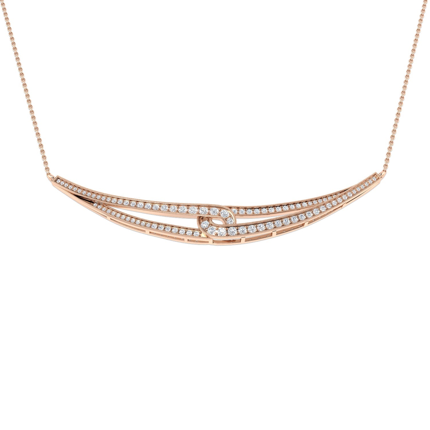 Diamond Curved Necklace 0.75ct Gold in 10K/14K gold and platinum with certified lab-grown or natural diamonds