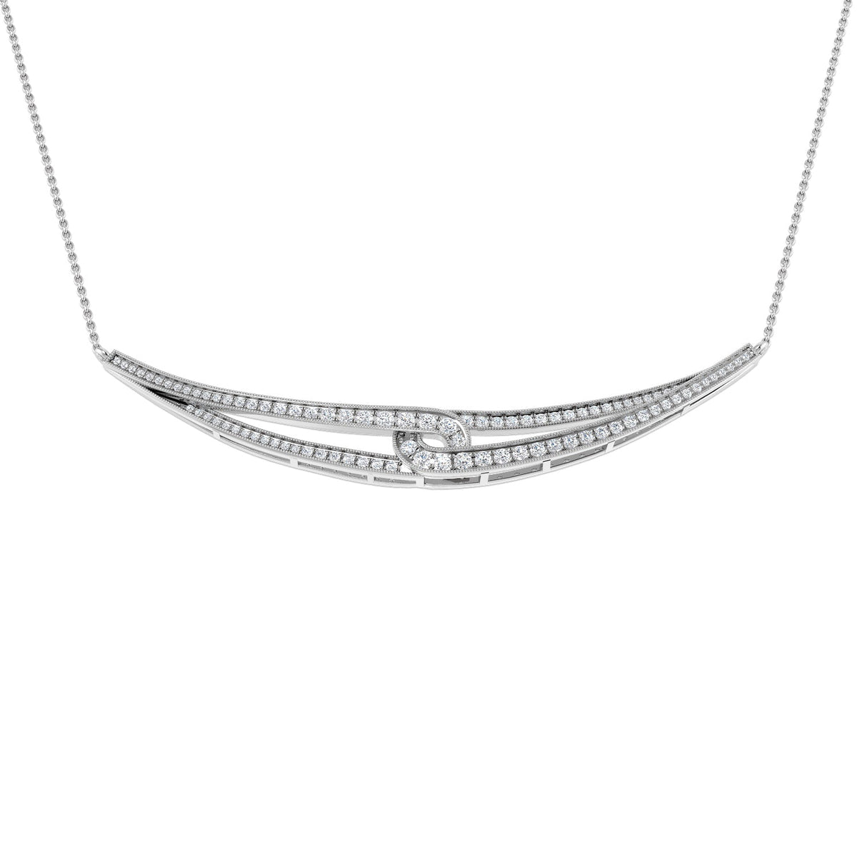 Diamond Curved Necklace 0.75ct Gold in 10K/14K gold and platinum with certified lab-grown or natural diamonds