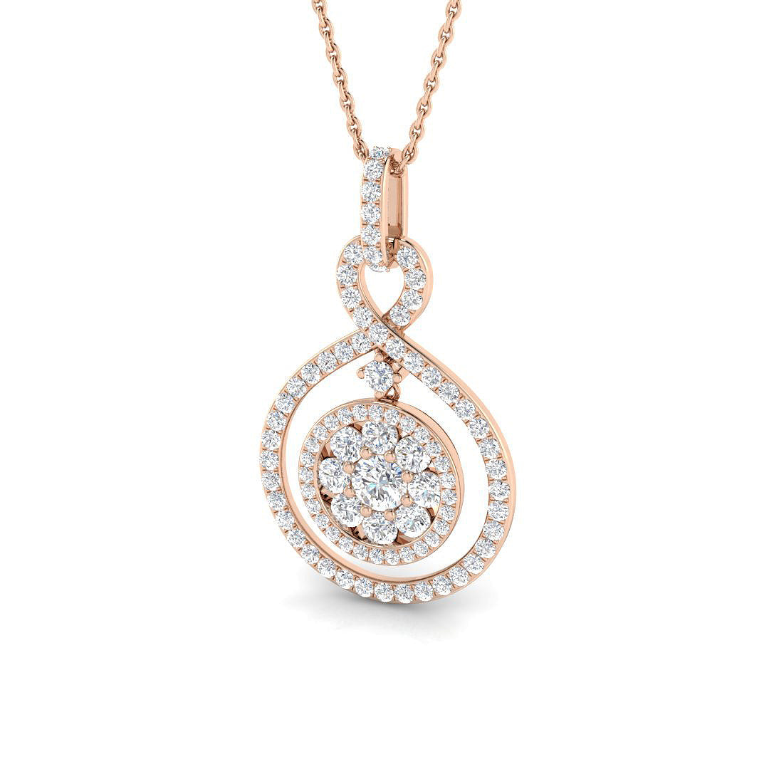 Diamond Infinity Swirl Cluster Pendant Necklace in 10K/14K gold and platinum with certified lab-grown or natural diamonds