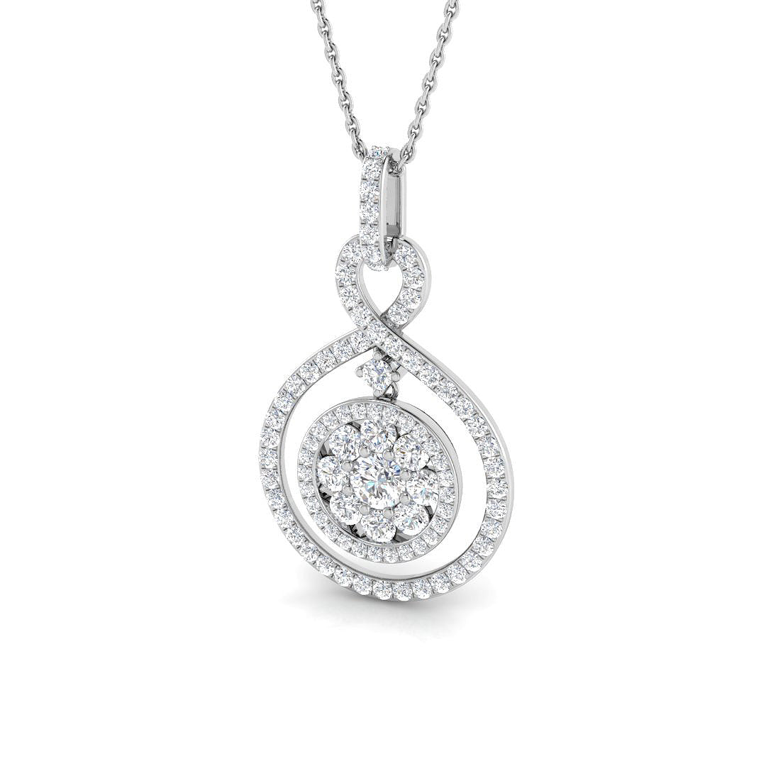 Diamond Infinity Swirl Cluster Pendant Necklace in 10K/14K gold and platinum with certified lab-grown or natural diamonds