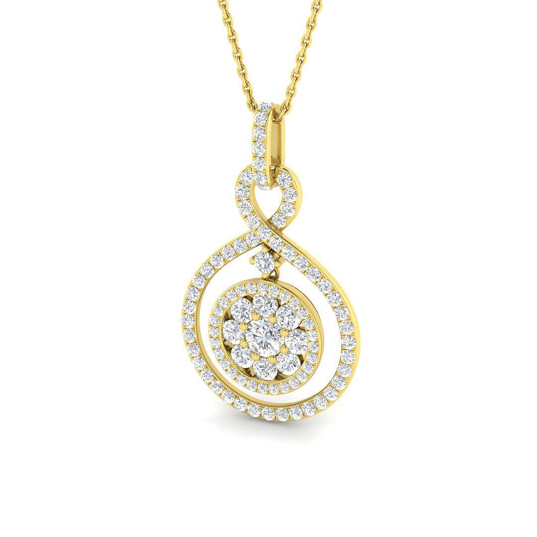 Diamond Infinity Swirl Cluster Pendant Necklace in 10K/14K gold and platinum with certified lab-grown or natural diamonds
