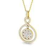 Diamond Infinity Swirl Cluster Pendant Necklace in 10K/14K gold and platinum with certified lab-grown or natural diamonds