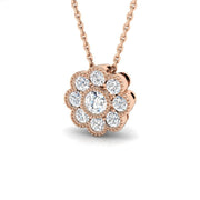 Diamond Floral Pendant Vintage Necklace in Without Chain - Luxury Elegance in 10K/14K gold and platinum with certified lab-grown or natural diamonds