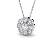 Diamond Floral Pendant Vintage Necklace in Without Chain - Luxury Elegance in 10K/14K gold and platinum with certified lab-grown or natural diamonds