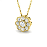 Diamond Floral Pendant Vintage Necklace in Without Chain - Luxury Elegance in 10K/14K gold and platinum with certified lab-grown or natural diamonds