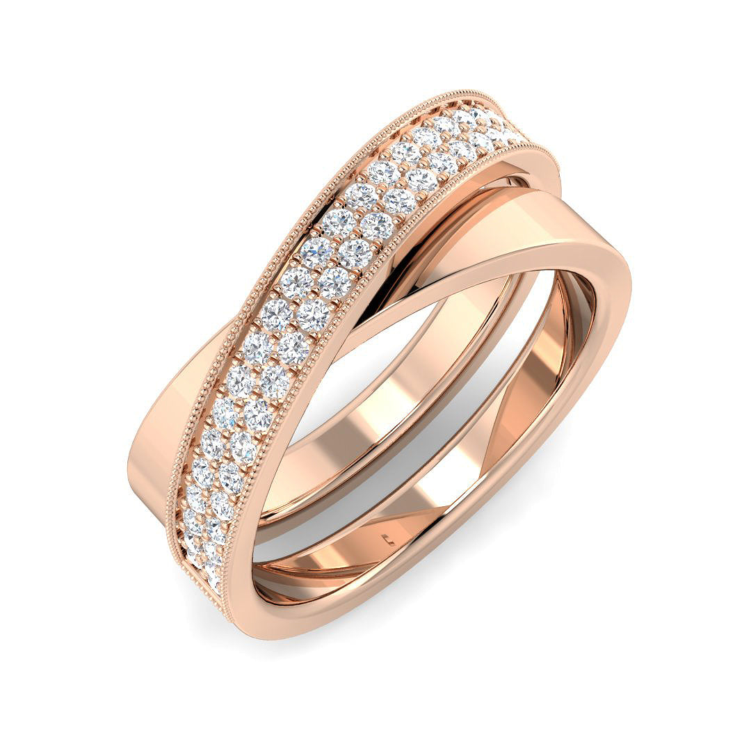 Criss-Cross Diamond Ring in 10K/14K gold and platinum with certified lab-grown or natural diamonds