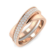 Criss-Cross Diamond Ring in 10K/14K gold and platinum with certified lab-grown or natural diamonds