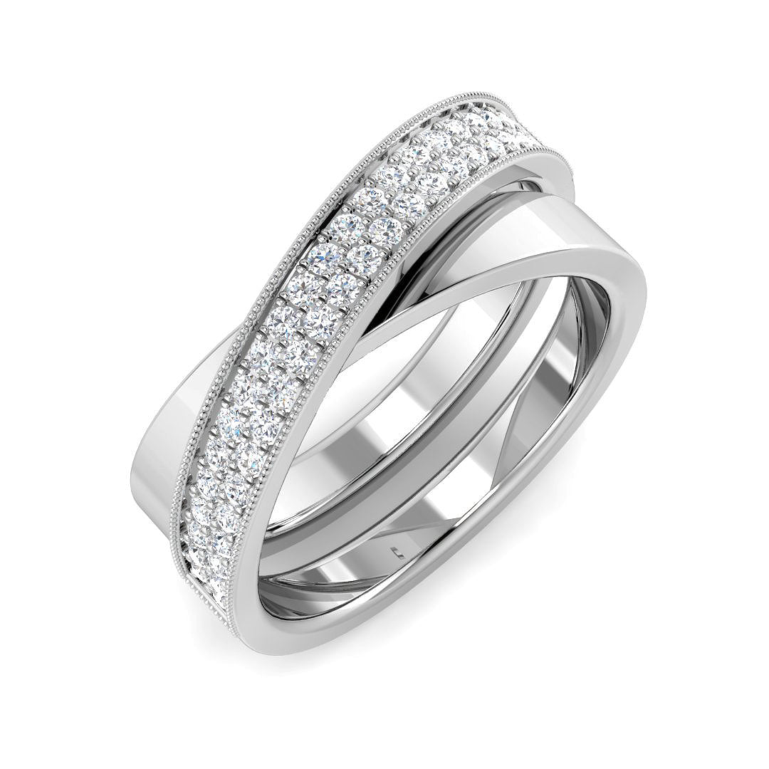 Criss-Cross Diamond Ring in 10K/14K gold and platinum with certified lab-grown or natural diamonds