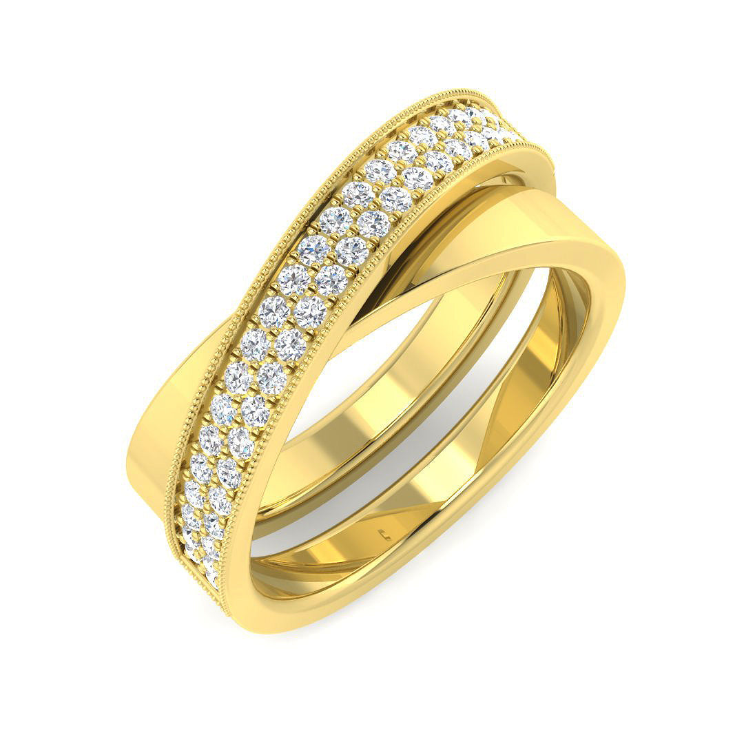 Criss-Cross Diamond Ring in 10K/14K gold and platinum with certified lab-grown or natural diamonds