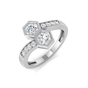 Diamond borwich 2 Stone Ring in 10K/14K gold and platinum with certified lab-grown or natural diamonds
