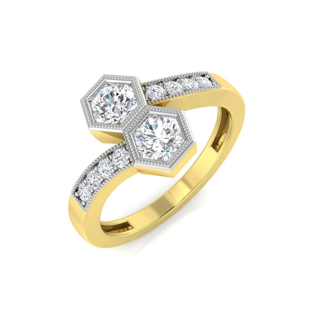 Diamond borwich 2 Stone Ring in 10K/14K gold and platinum with certified lab-grown or natural diamonds