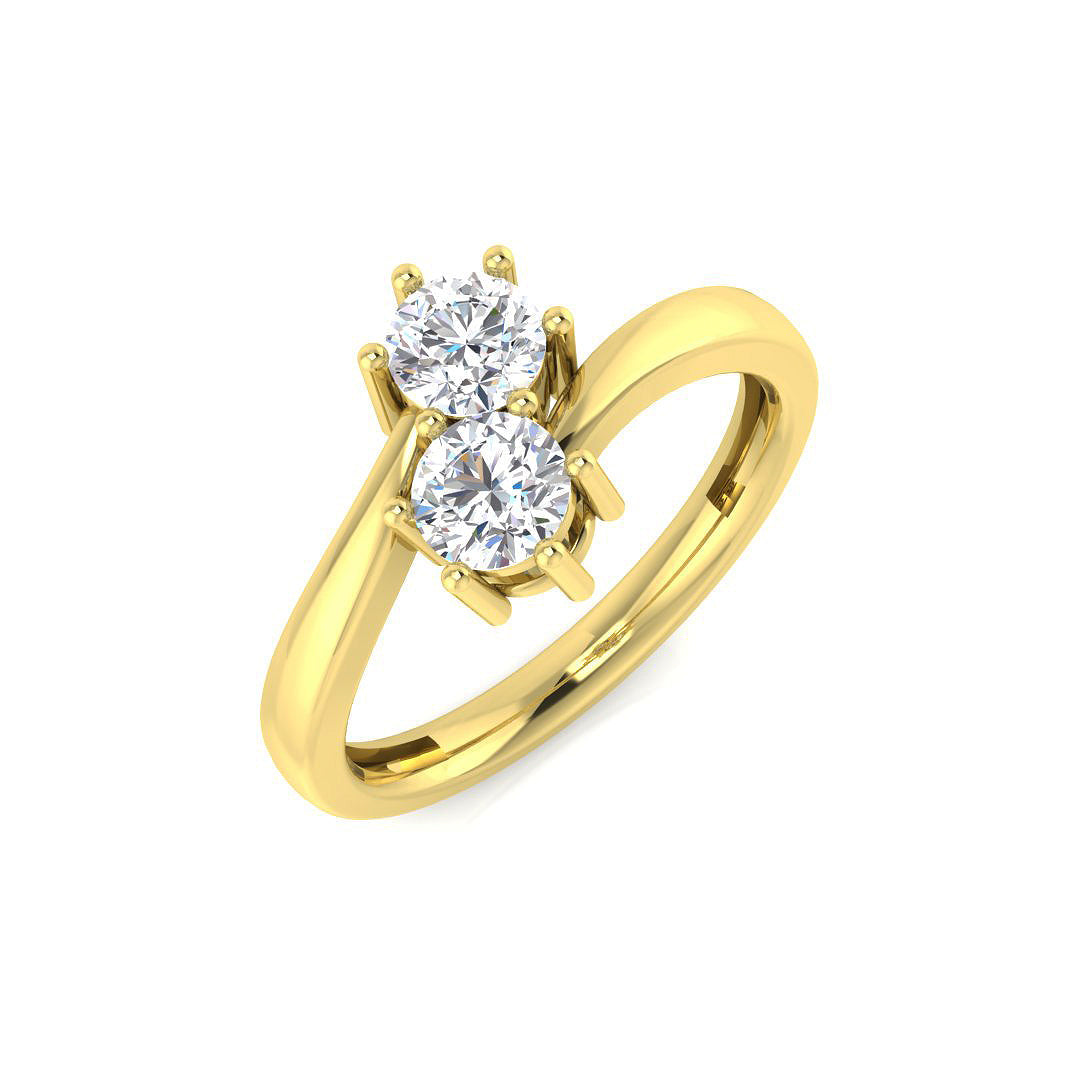 Lab-Grown 2-Stone Diamond Engagement Ring in 10K/14K gold and platinum with certified lab-grown or natural diamonds
