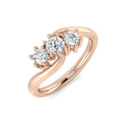 Round Diamond 3 Stone Ring in 10K/14K gold and platinum with certified lab-grown or natural diamonds