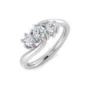 Round Diamond 3 Stone Ring in 10K/14K gold and platinum with certified lab-grown or natural diamonds