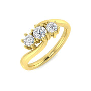 Round Diamond 3 Stone Ring in 10K/14K gold and platinum with certified lab-grown or natural diamonds