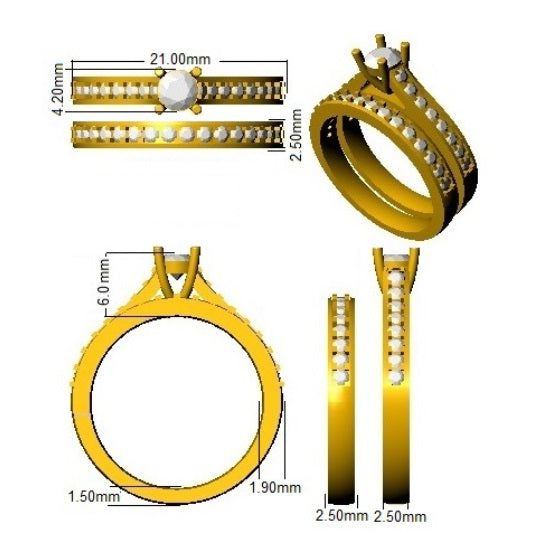 Lab-Grown Diamond Round Diamond Wedding Set in 10K/14K gold and platinum with certified lab-grown or natural diamonds