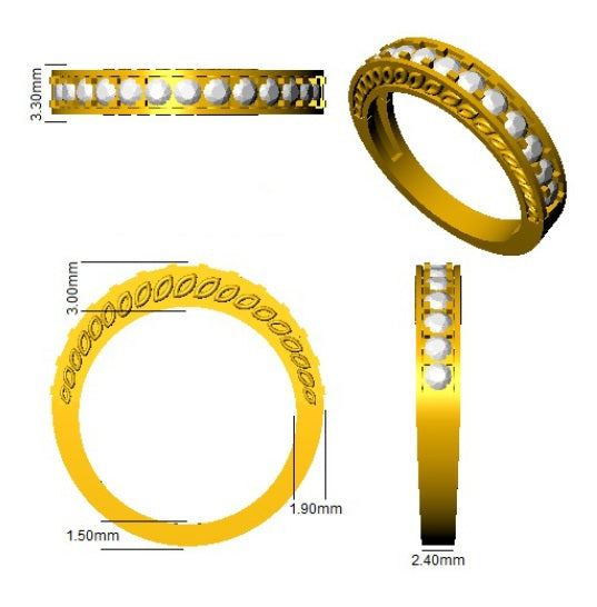 Diamond Half Eternity Ring in 10K/14K gold and platinum with certified lab-grown or natural diamonds