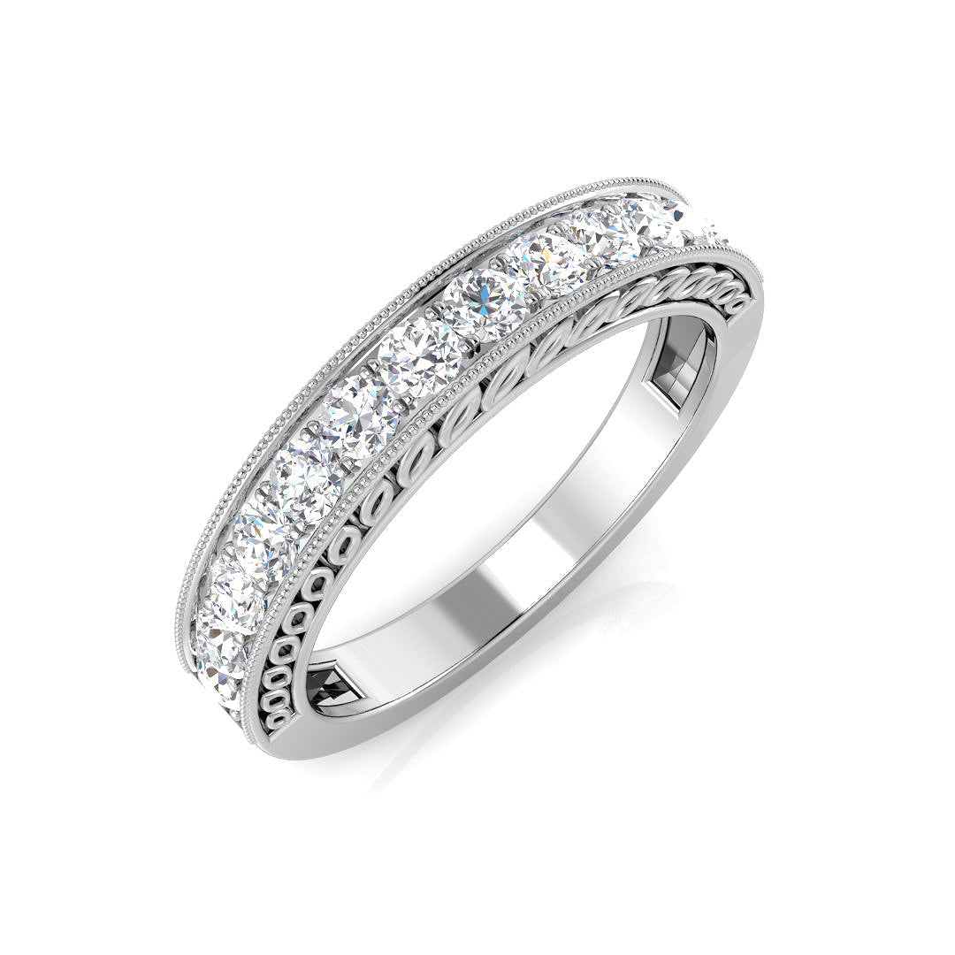 Diamond Half Eternity Ring in 10K/14K gold and platinum with certified lab-grown or natural diamonds