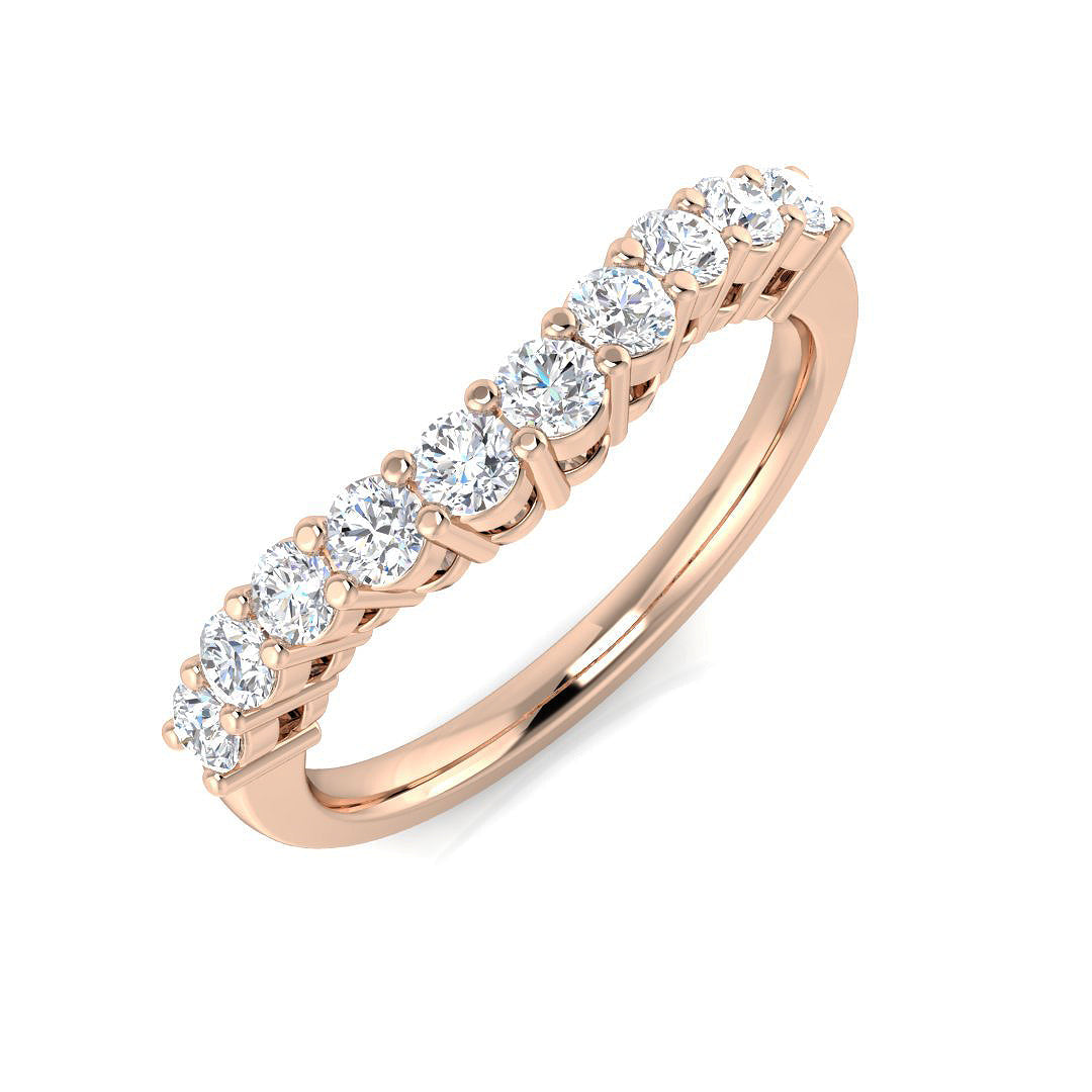Round Diamond Half Eternity Ring in 10K/14K gold and platinum with certified lab-grown or natural diamonds