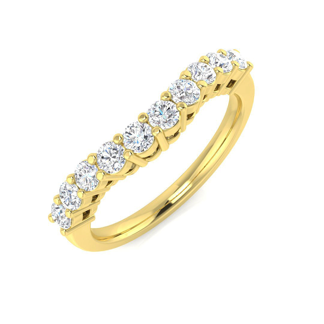 Round Diamond Half Eternity Ring in 10K/14K gold and platinum with certified lab-grown or natural diamonds