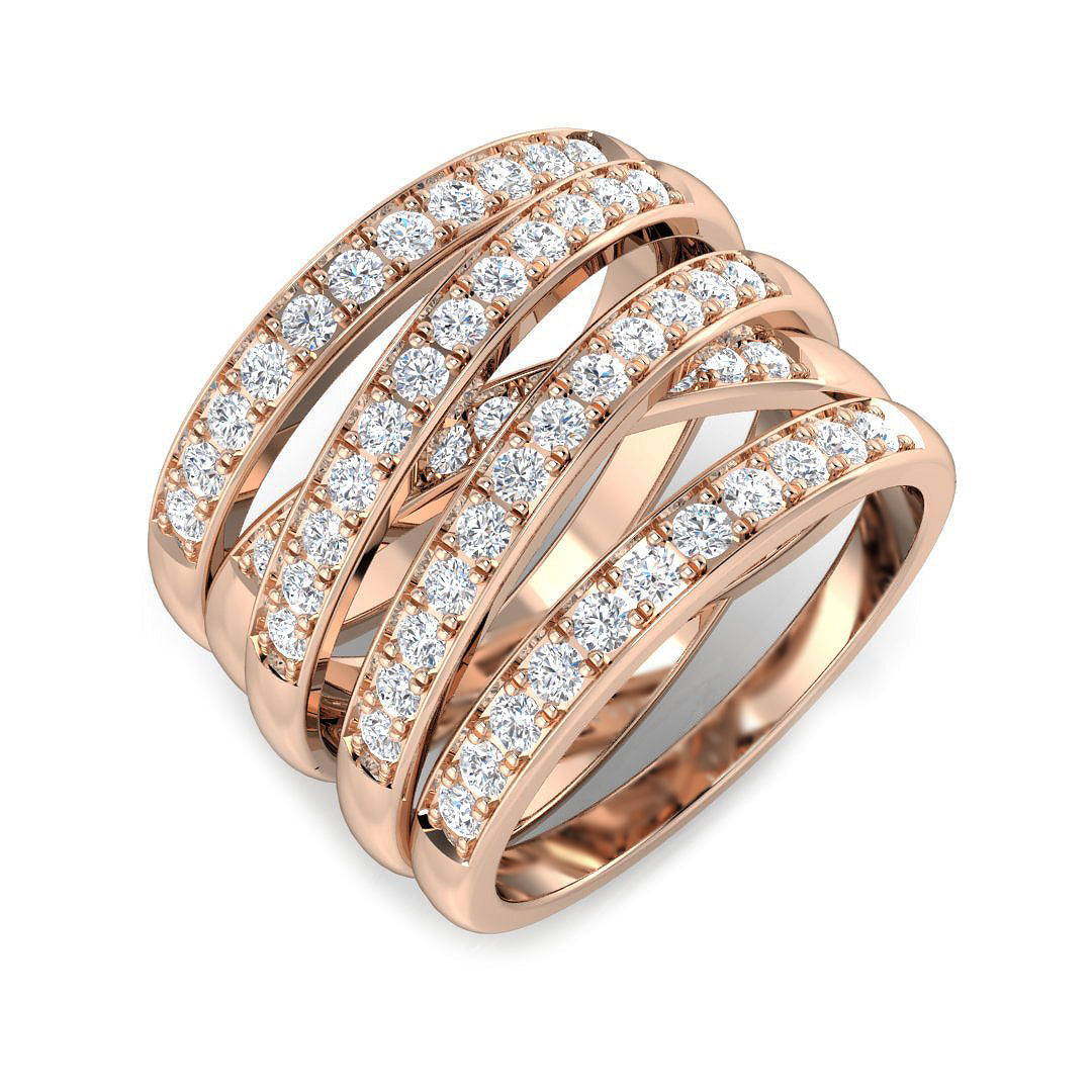 Lab-Grown 5-Row Fancy Diamond Ring in 10K/14K gold and platinum with certified lab-grown or natural diamonds