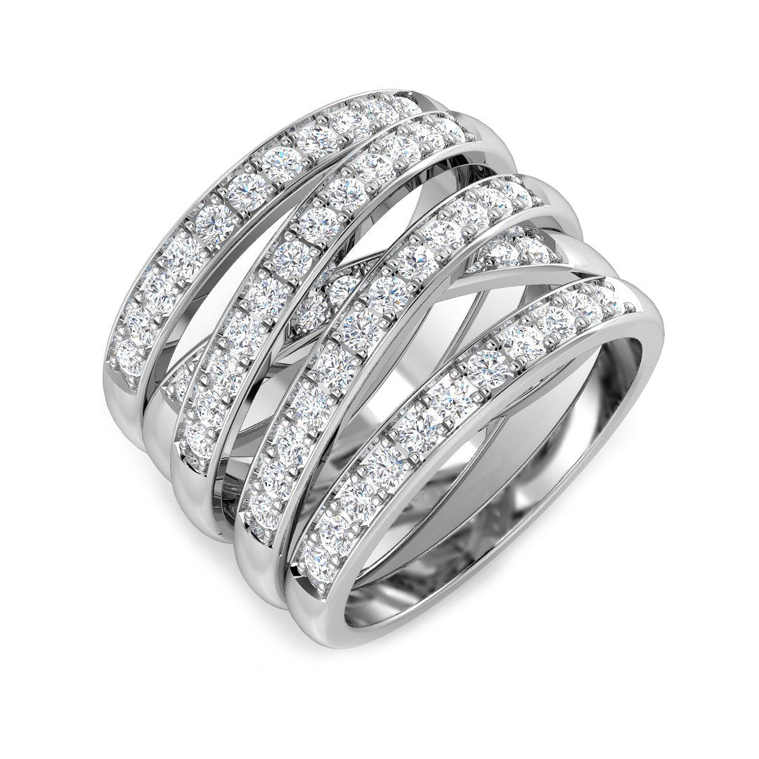Lab-Grown 5-Row Fancy Diamond Ring in 10K/14K gold and platinum with certified lab-grown or natural diamonds