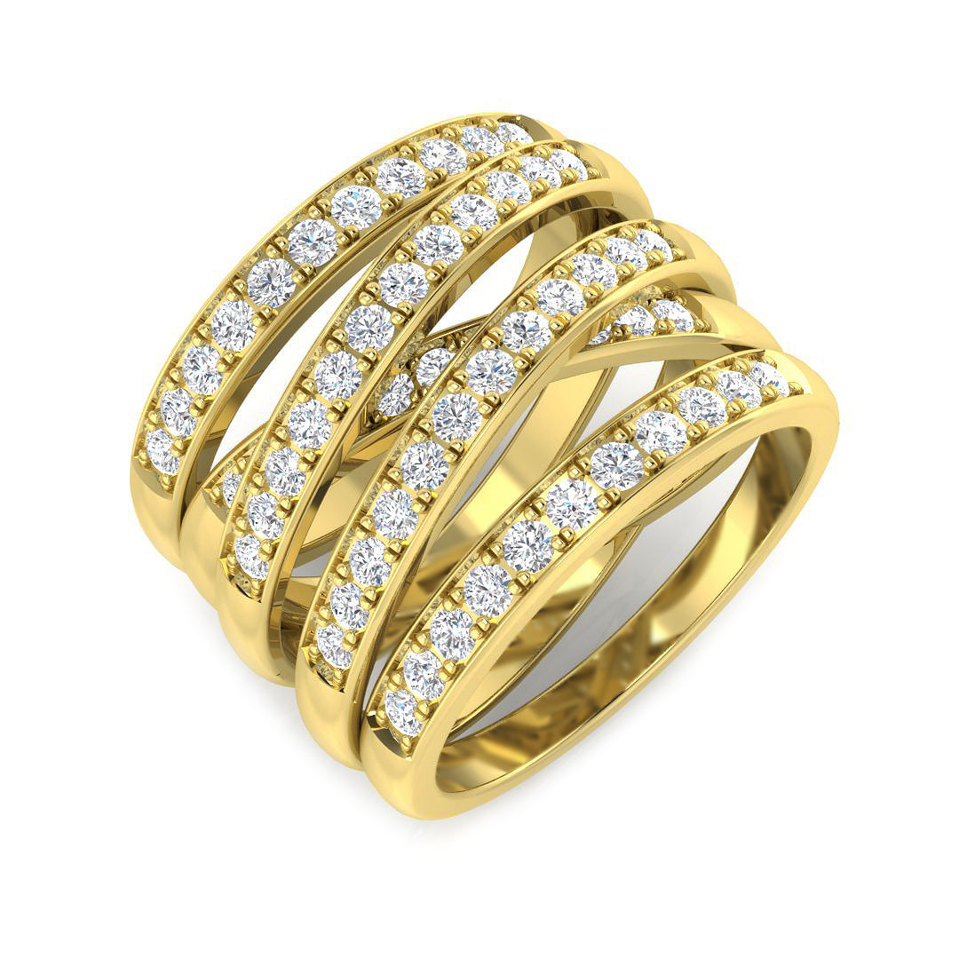 Lab-Grown 5-Row Fancy Diamond Ring in 10K/14K gold and platinum with certified lab-grown or natural diamonds