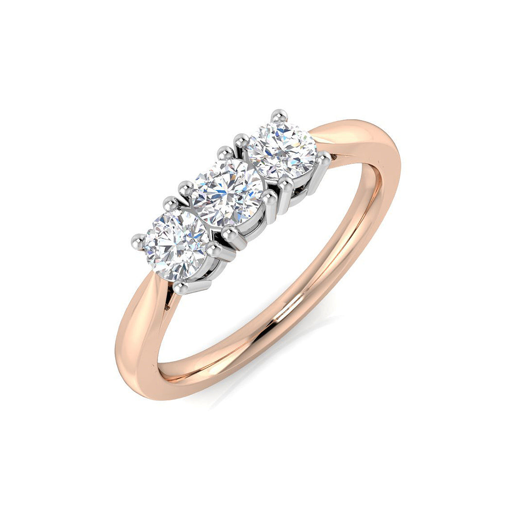 Diamond Belfakt 3 Stone Ring in 10K/14K gold and platinum with certified lab-grown or natural diamonds
