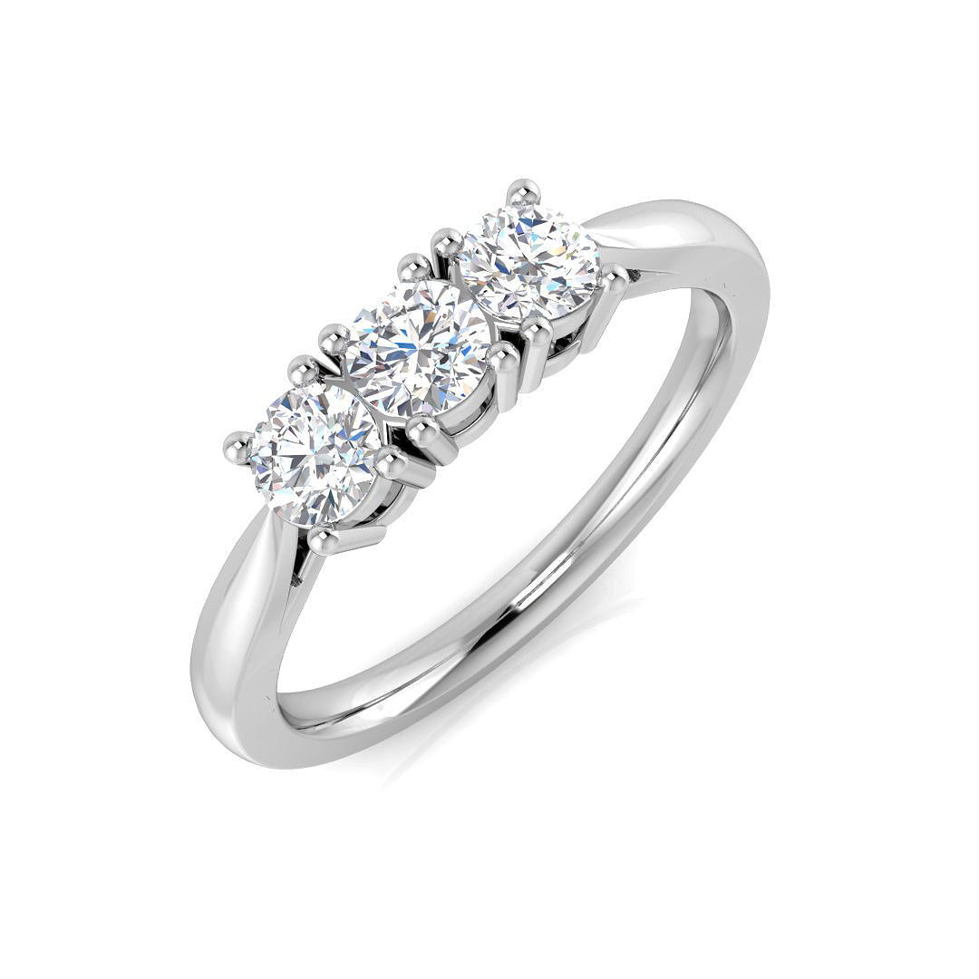 Diamond Belfakt 3 Stone Ring in 10K/14K gold and platinum with certified lab-grown or natural diamonds