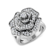 Rose Flower Diamond Statement Ring 0.50ct in 10K/14K gold and platinum with certified lab-grown or natural diamonds