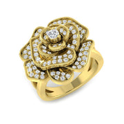 Rose Flower Diamond Statement Ring 0.50ct in 10K/14K gold and platinum with certified lab-grown or natural diamonds