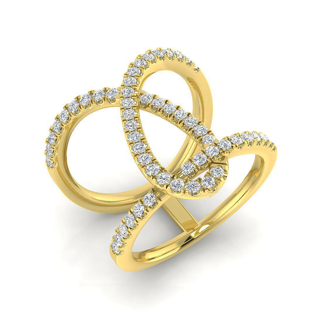 Elegant Statement Diamond Ring in 10K/14K gold and platinum with certified lab-grown or natural diamonds