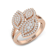 Luxury Diamond Fancy Leaf Cluster Ring 0.75ct Pavé UK Hallmarked in 10K/14K gold and platinum with certified lab-grown or natural diamonds