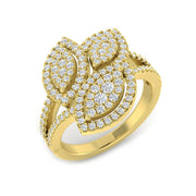 Luxury Diamond Fancy Leaf Cluster Ring 0.75ct Pavé UK Hallmarked in 10K/14K gold and platinum with certified lab-grown or natural diamonds