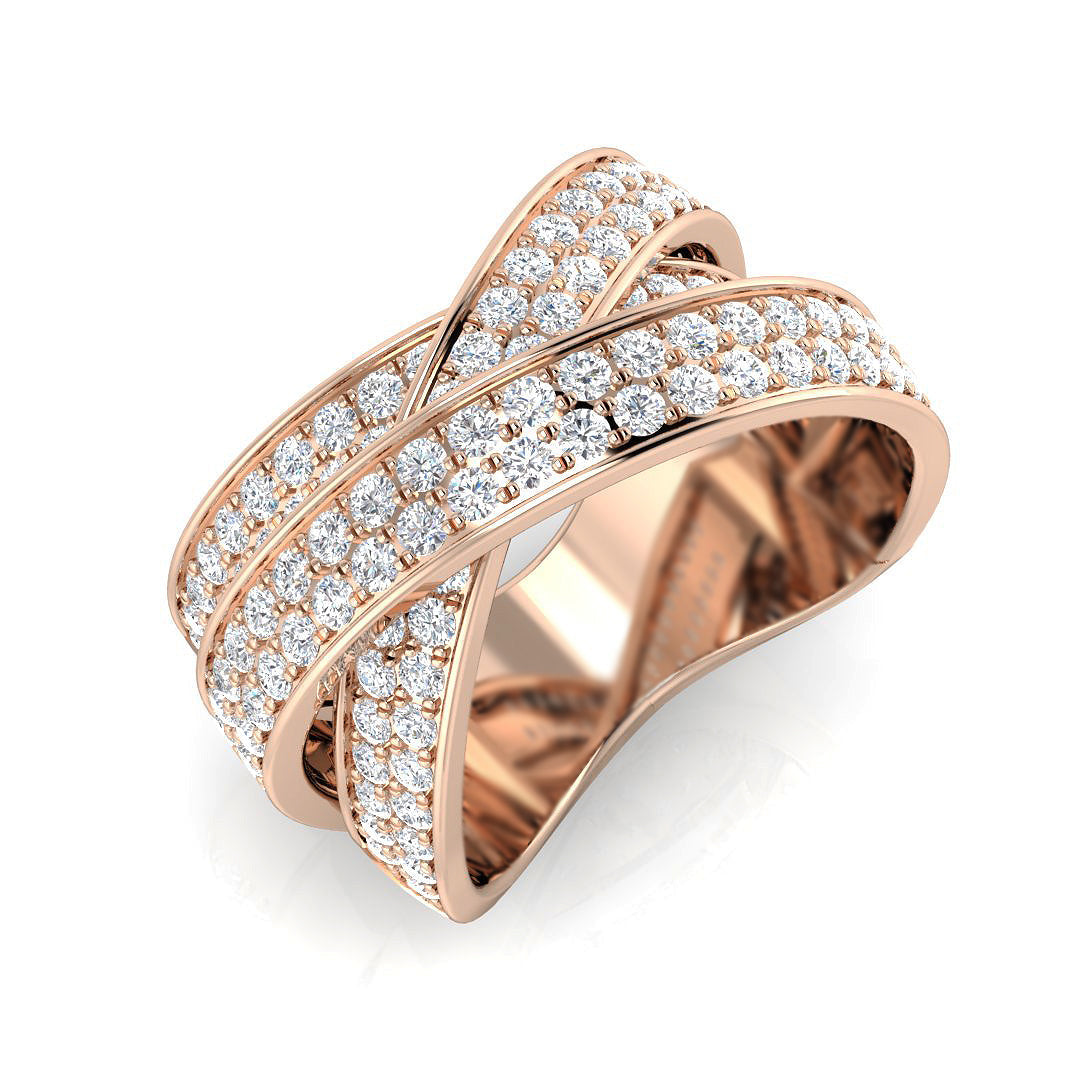 Round Diamond Pave Setting Designer Ring in 10K/14K gold and platinum with certified lab-grown or natural diamonds